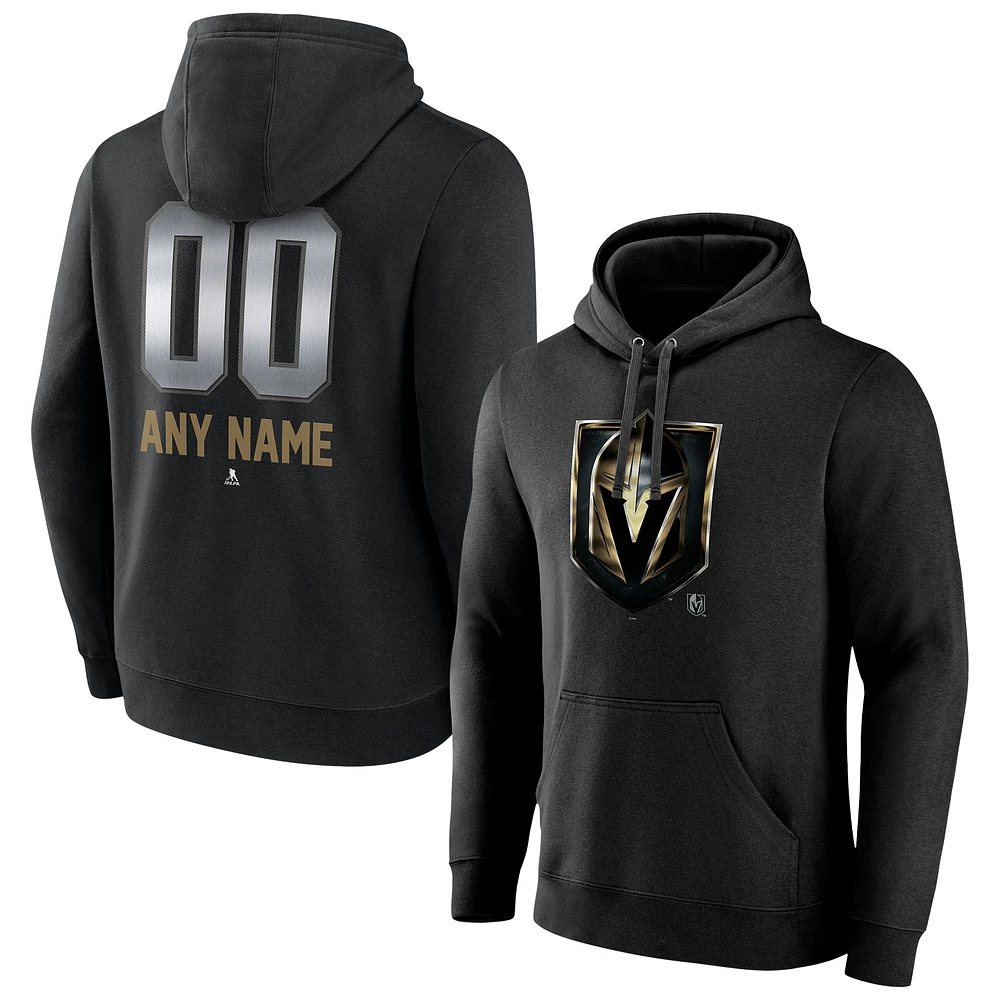 Men's Black Vegas Golden Knights Personalized Midnight Mascot Logo Pullover Hoodie