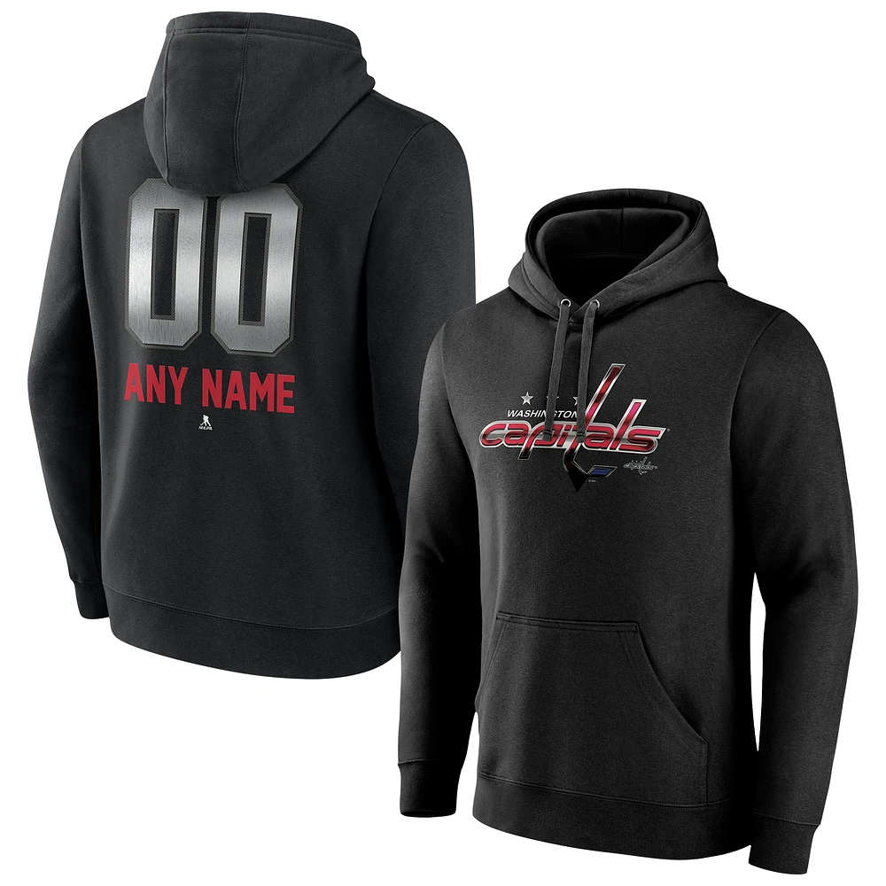 Men's Black Washington Capitals Personalized Midnight Mascot Logo Pullover Hoodie