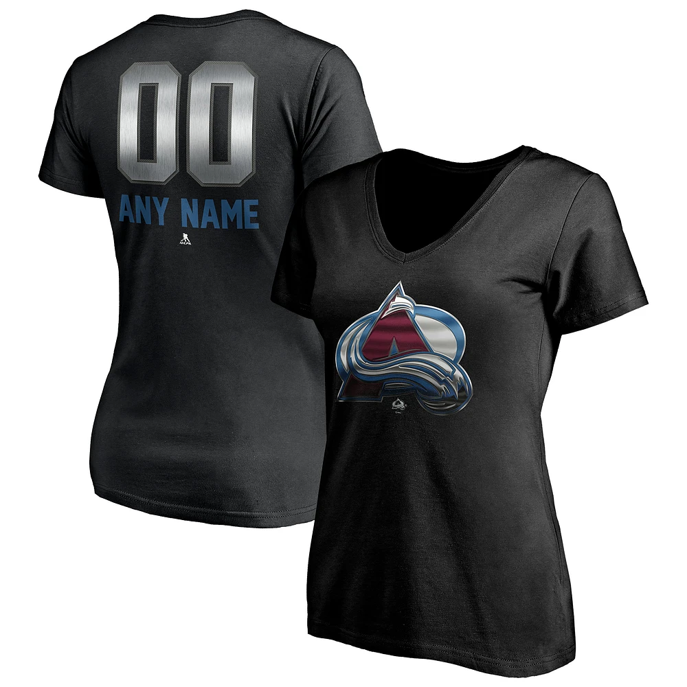 Women's Black Colorado Avalanche Personalized Midnight Mascot Logo V-Neck T-Shirt