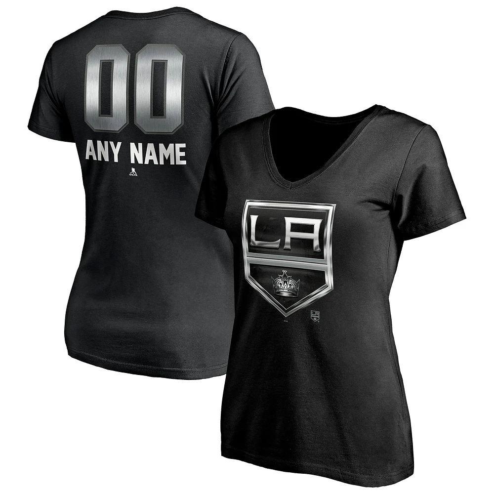 Women's Black Los Angeles Kings Personalized Midnight Mascot Logo V-Neck T-Shirt