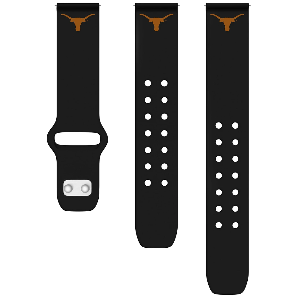 Black Texas Longhorns 22mm Samsung Silicone Watch Band