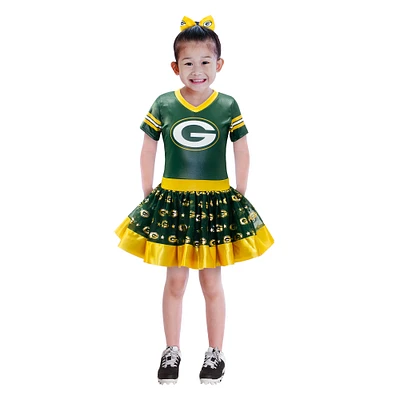 Girls Youth Green Bay Packers Tutu Tailgate Game Day V-Neck Costume