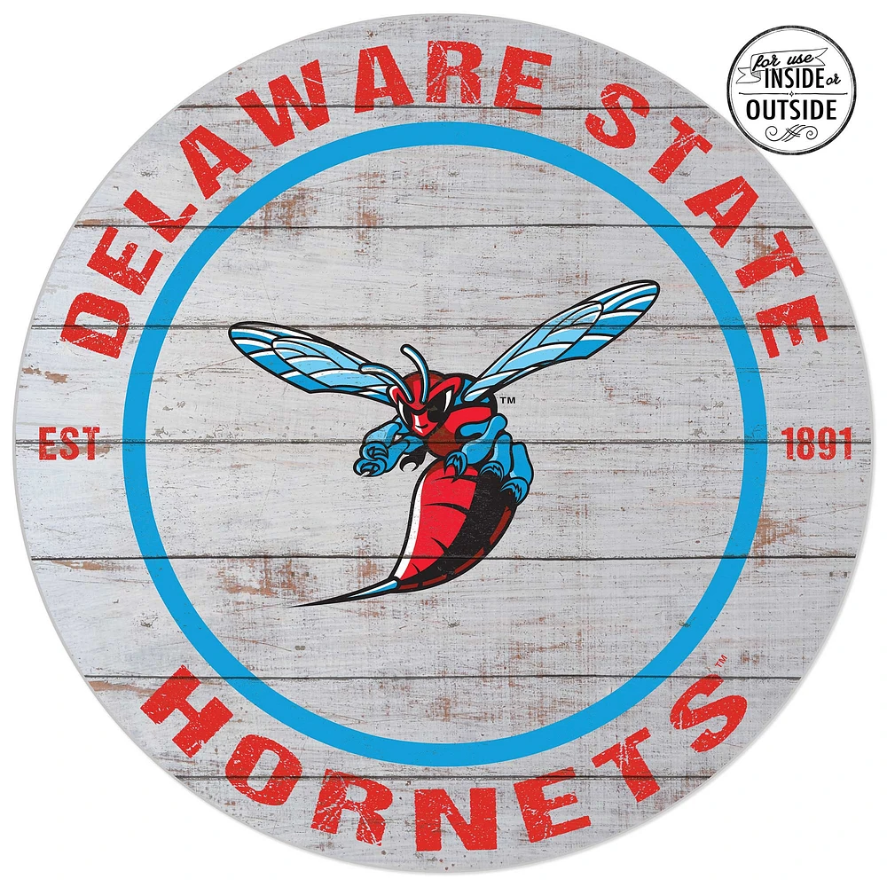 Delaware State Hornets 20'' x 20'' Indoor/Outdoor Weathered Circle Sign