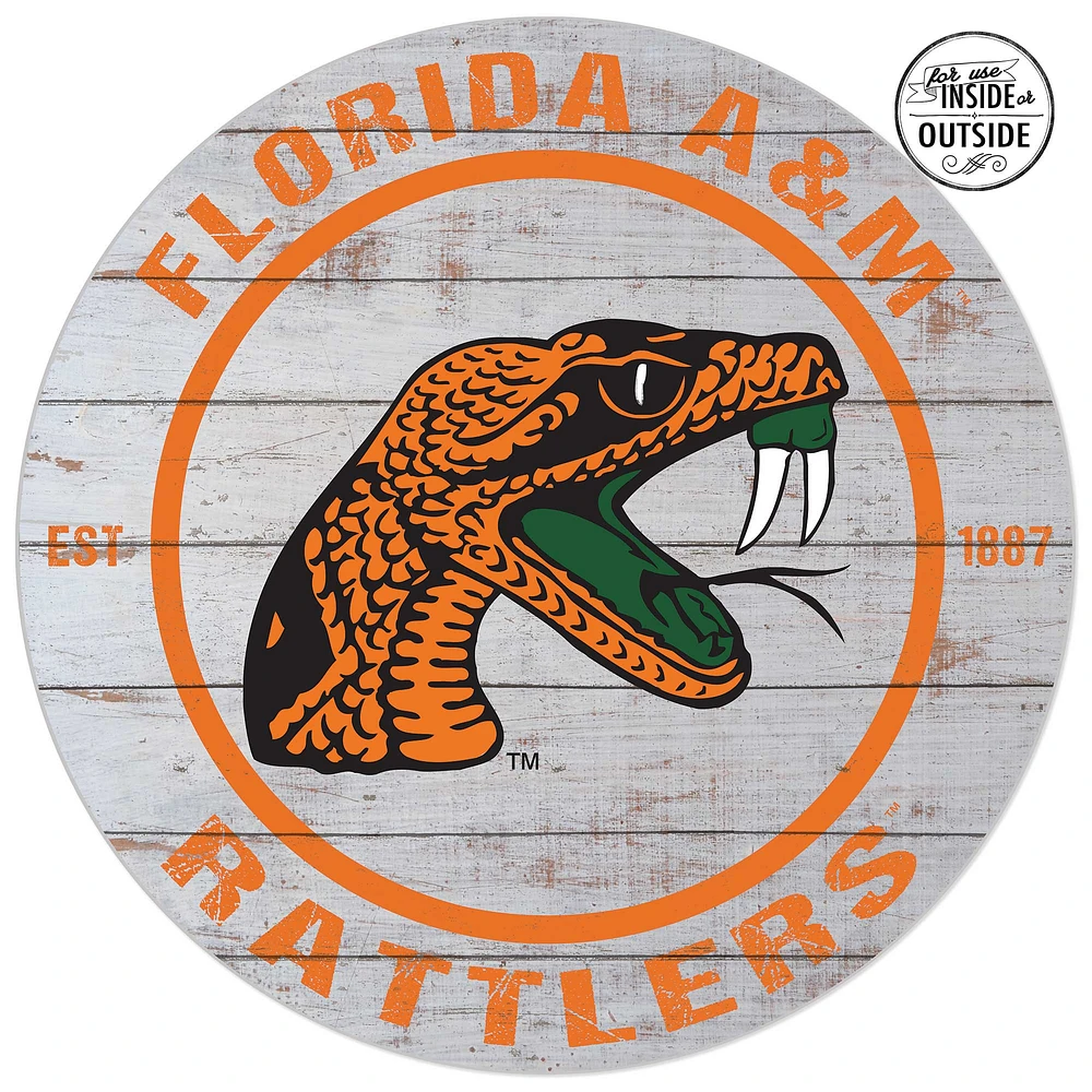 Florida A&M Rattlers 20'' x 20'' Indoor/Outdoor Weathered Circle Sign