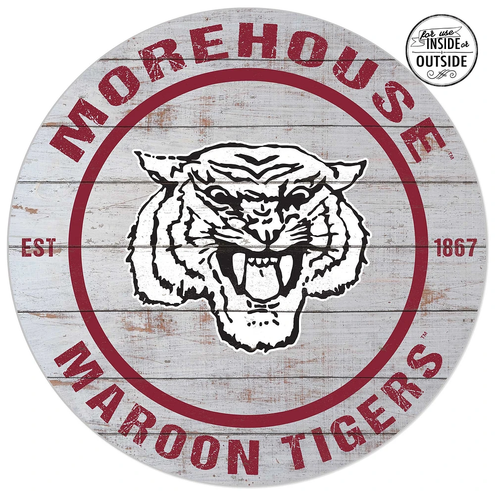 Morehouse Maroon Tigers 20'' x 20'' Indoor/Outdoor Weathered Circle Sign