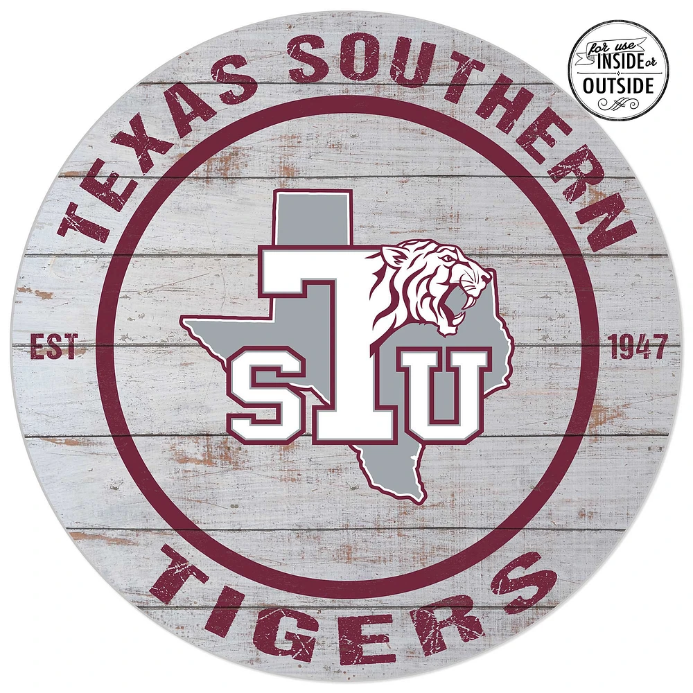 Texas Southern Tigers 20'' x 20'' Indoor/Outdoor Weathered Circle Sign