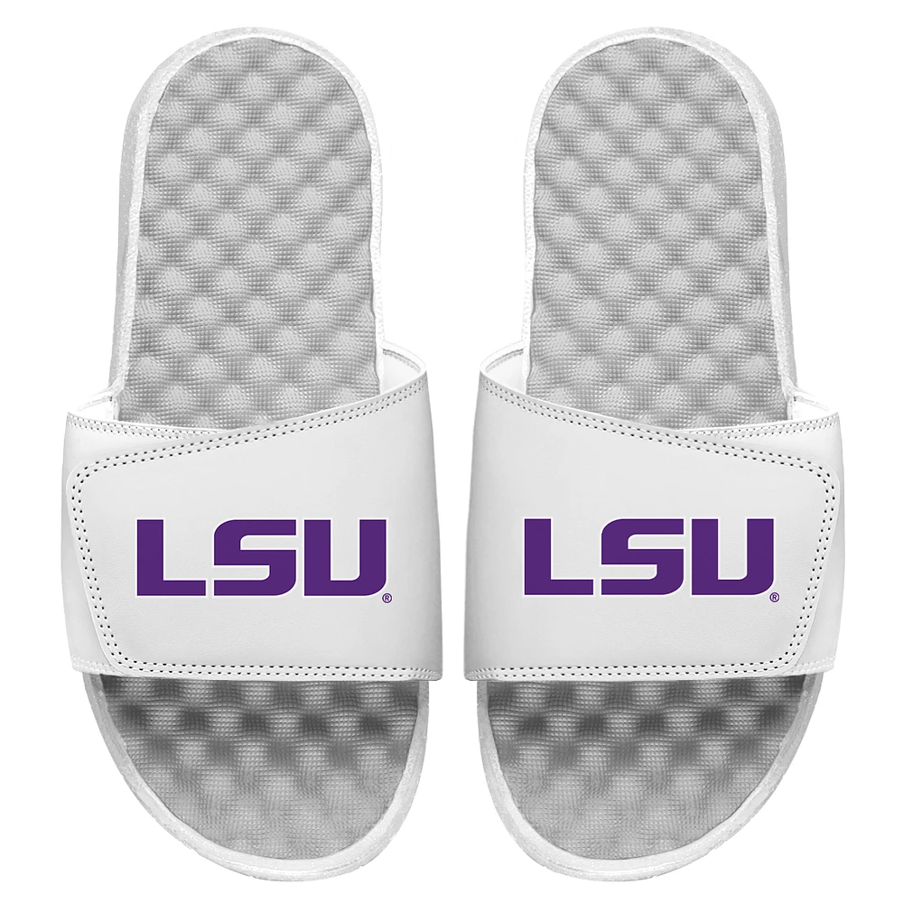 Men's ISlide White LSU Tigers Wordmark Slide Sandals