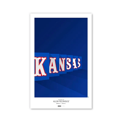 Kansas Jayhawks Minimalist Allen Fieldhouse 11'' x 17'' Art Poster