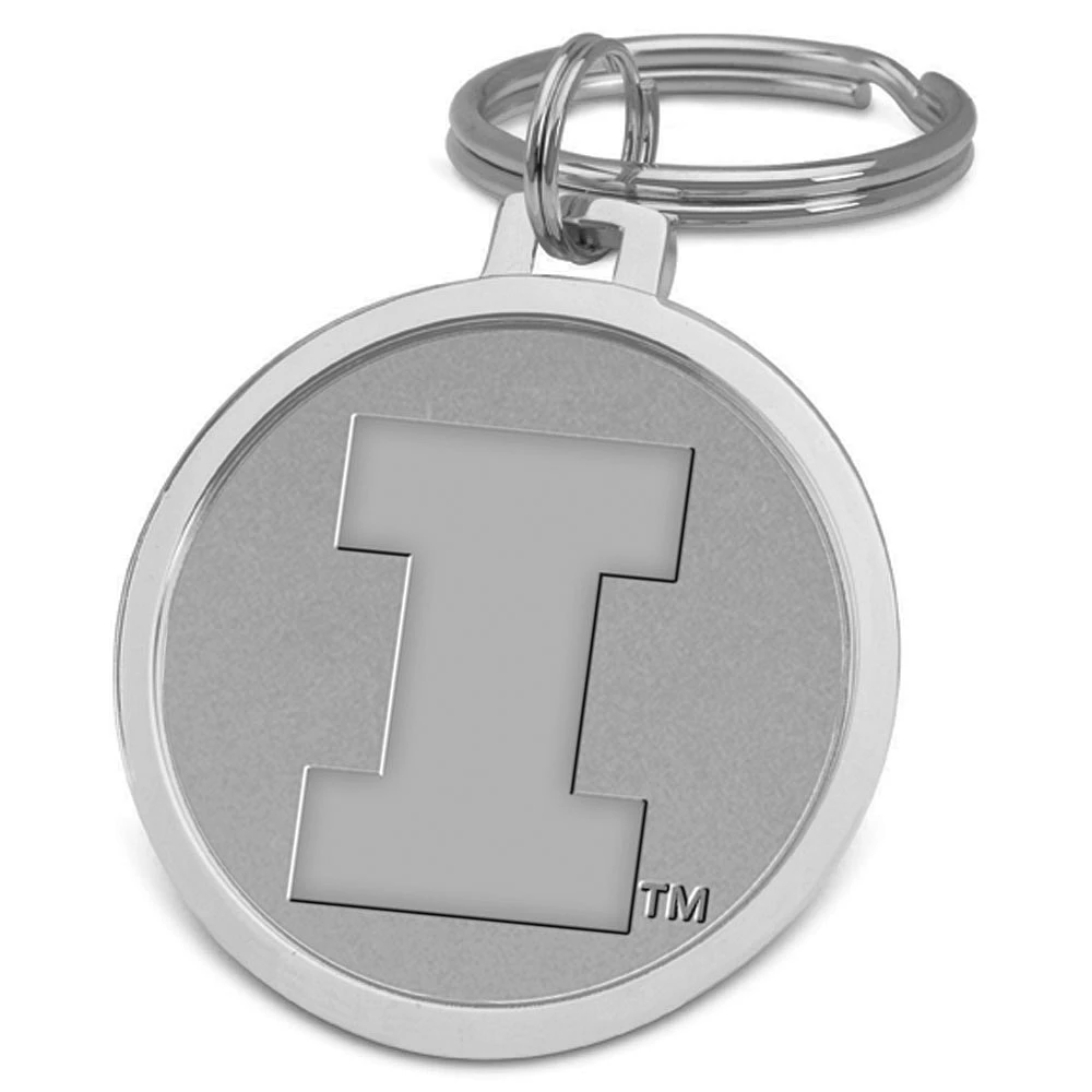 Silver Illinois Fighting Illini Split-Wire Logo Key Ring