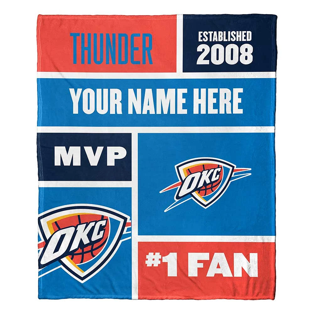 The Northwest Group Oklahoma City Thunder 50'' x 60'' Colorblock Personalized Silk Touch Throw