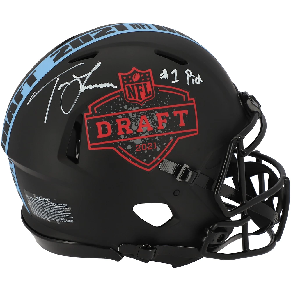 Trevor Lawrence Jacksonville Jaguars Autographed Riddell 2021 NFL Draft Speed Authentic Helmet with "#1 Pick" Inscription