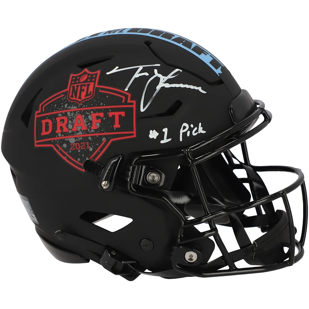 Trevor Lawrence Jacksonville Jaguars Autographed Riddell 2021 NFL Draft Speed Flex Authentic Helmet with "#1 Pick" Inscription