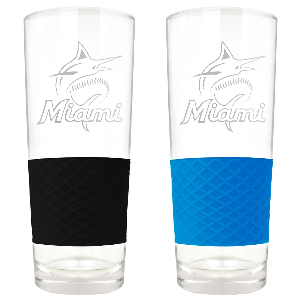 Miami Marlins 22oz. Logo Score Pint Glass Two-Piece Set