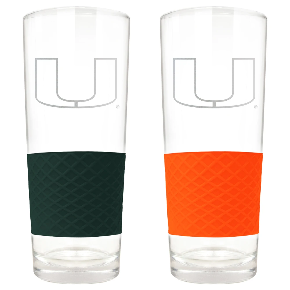 Miami Hurricanes 22oz. Logo Score Pint Glass Two-Piece Set