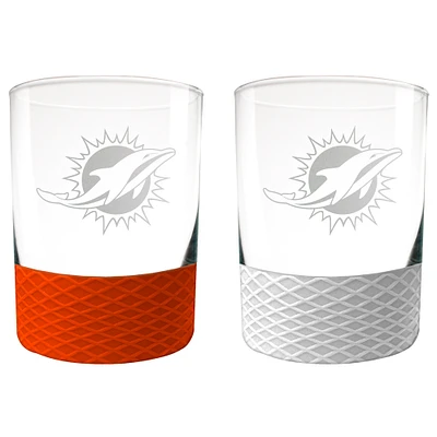 Miami Dolphins 14oz. Commissioner Rocks Glass Two-Piece Set
