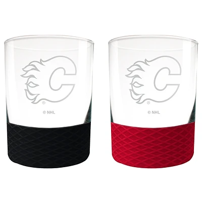 Calgary Flames 14oz. Commissioner Rocks Glass Two-Piece Set