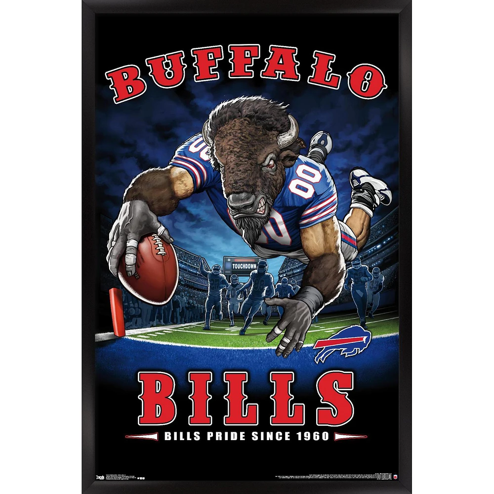 Buffalo Bills 24.25'' x 35.75'' Framed Mascot Endzone Poster