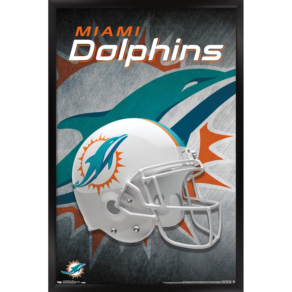 Miami Dolphins 24.25'' x 35.75'' Framed Team Helmet Poster