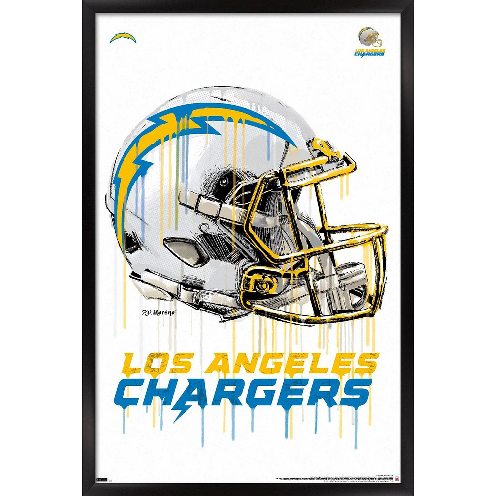 Los Angeles Chargers 24.25'' x 35.75'' Framed Helmet Poster