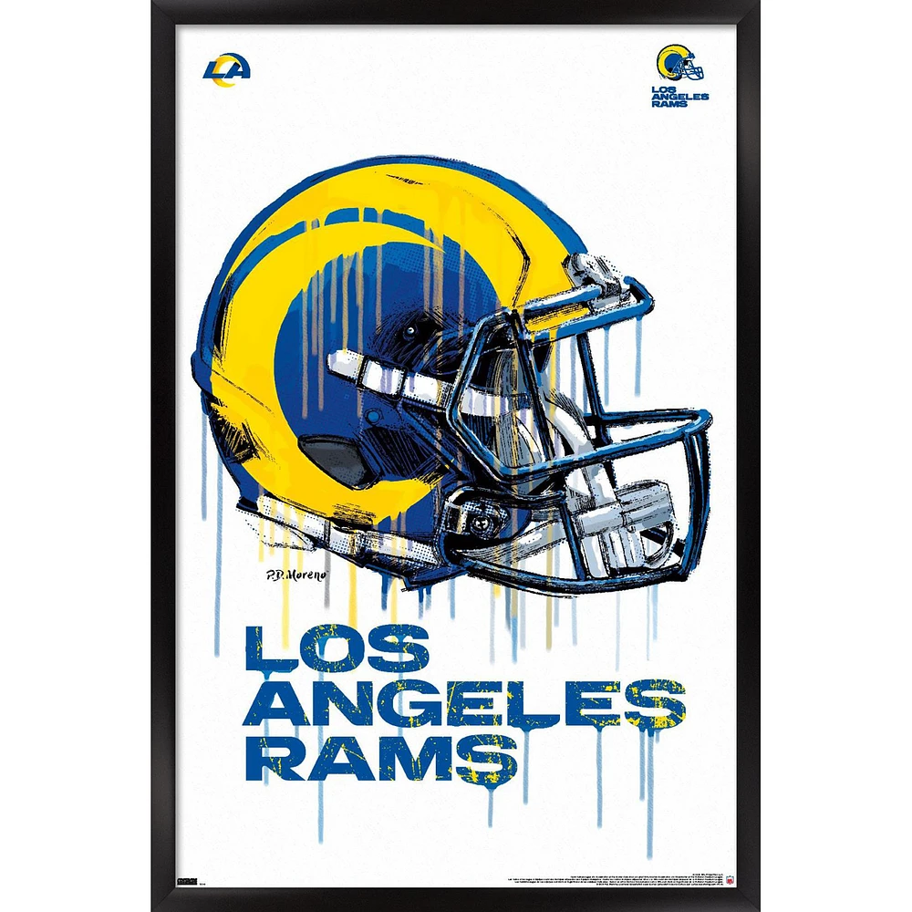 Los Angeles Rams 24.25'' x 35.75'' Framed Helmet Poster
