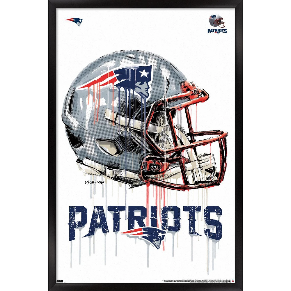 New England Patriots 24.25'' x 35.75'' Framed Helmet Poster