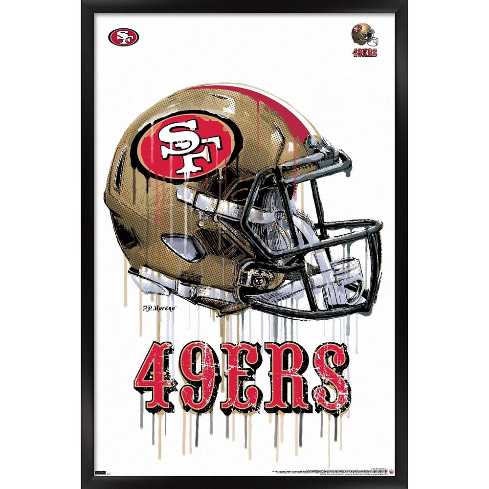 San Francisco 49ers 24.25'' x 35.75'' Framed Helmet Poster
