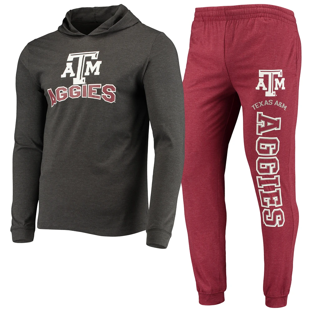 Men's Concepts Sport Maroon/Heather Charcoal Texas A&M Aggies Meter Long Sleeve Hoodie Top & Jogger Pajama Set