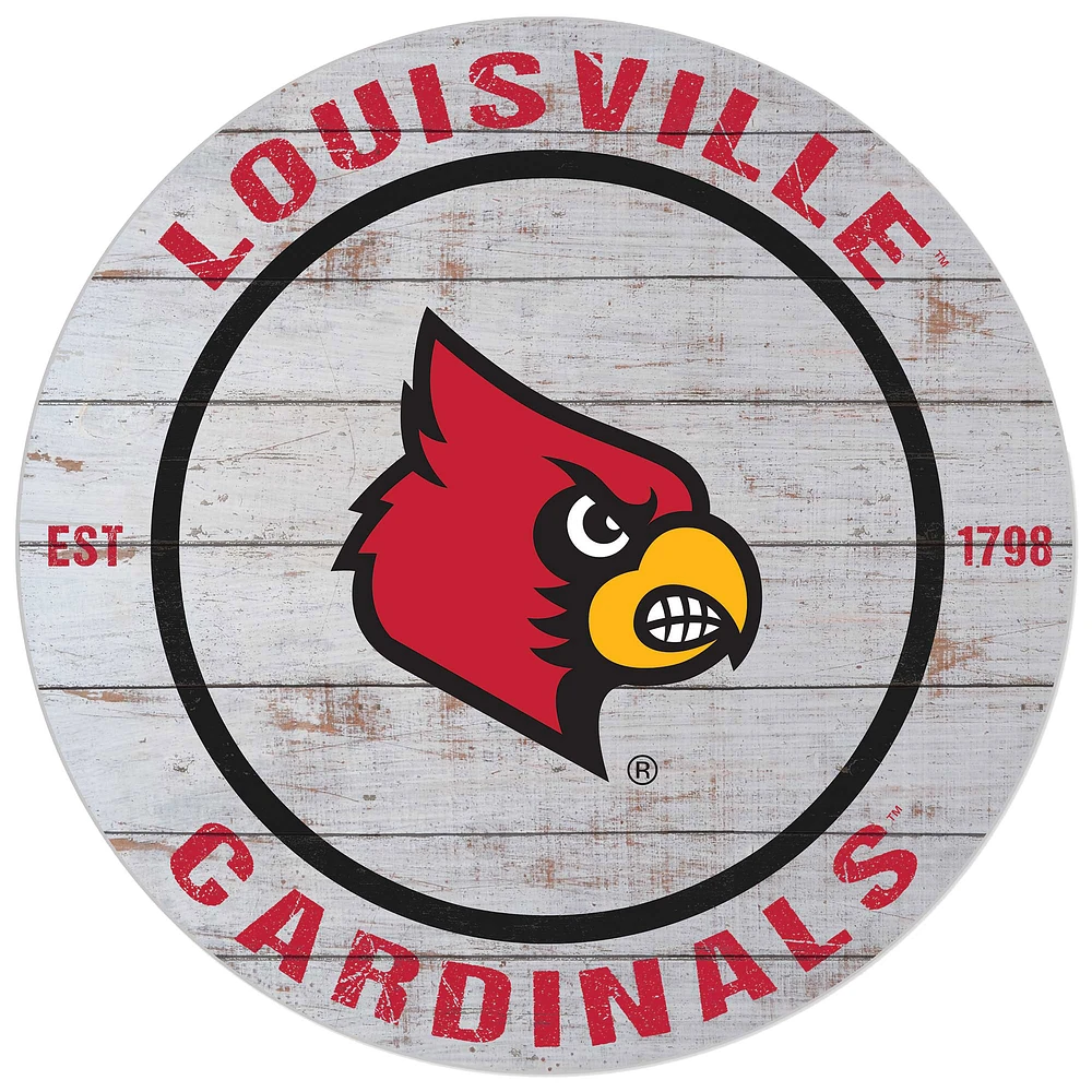 Louisville Cardinals 20'' x 20'' Indoor/Outdoor Weathered Circle Sign