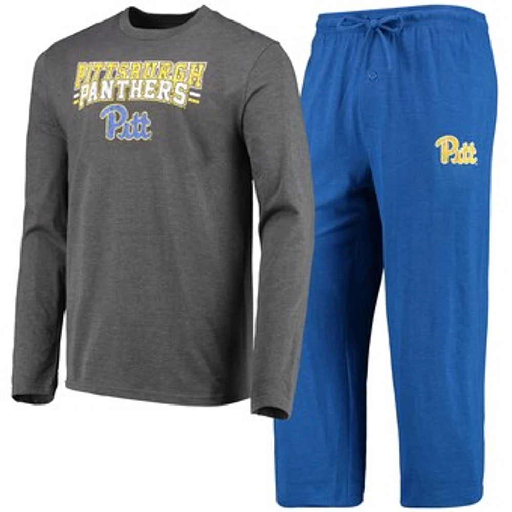 Men's Concepts Sport Royal/Heathered Charcoal Pitt Panthers Meter Long Sleeve Top & Pants Sleep Set