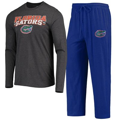 Men's Concepts Sport Royal/Heathered Charcoal Florida Gators Meter Long Sleeve Top & Pants Sleep Set