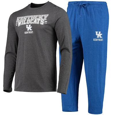 Men's Concepts Sport Royal/Heathered Charcoal Kentucky Wildcats Meter Long Sleeve Top & Pants Sleep Set