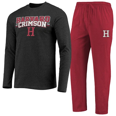 Men's Concepts Sport Crimson/Heathered Charcoal Harvard Crimson Meter Long Sleeve Top & Pants Sleep Set