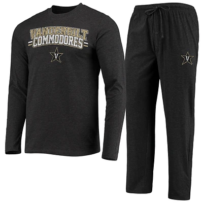 Men's Concepts Sport Black/Heathered Charcoal Vanderbilt Commodores Meter Long Sleeve Top & Pants Sleep Set