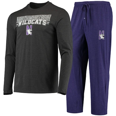 Men's Concepts Sport Purple/Heathered Charcoal Northwestern Wildcats Meter Long Sleeve Top & Pants Sleep Set