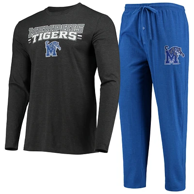 Men's Concepts Sport Royal/Heathered Charcoal Memphis Tigers Meter Long Sleeve Top & Pants Sleep Set