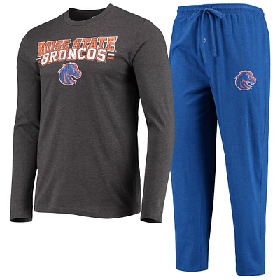 Men's Concepts Sport Royal/Heathered Charcoal Boise State Broncos Meter Long Sleeve Top & Pants Sleep Set