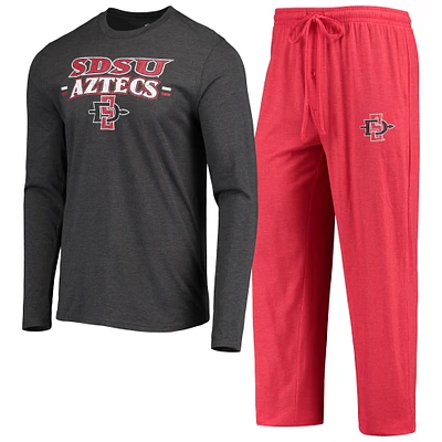Men's Concepts Sport Cardinal/Heathered Charcoal San Diego State Aztecs Meter Long Sleeve Top & Pants Sleep Set