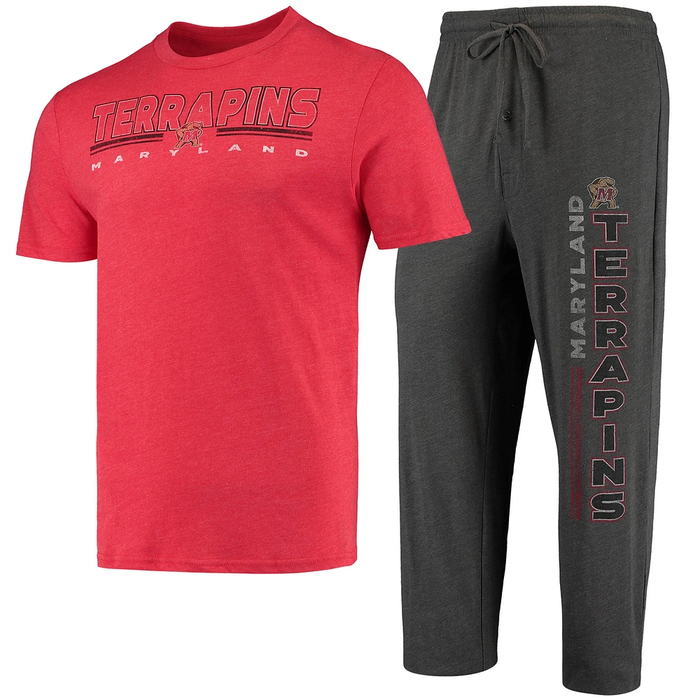 Men's Concepts Sport Heathered Charcoal/Red Maryland Terrapins Meter Top & Pants Sleep Set