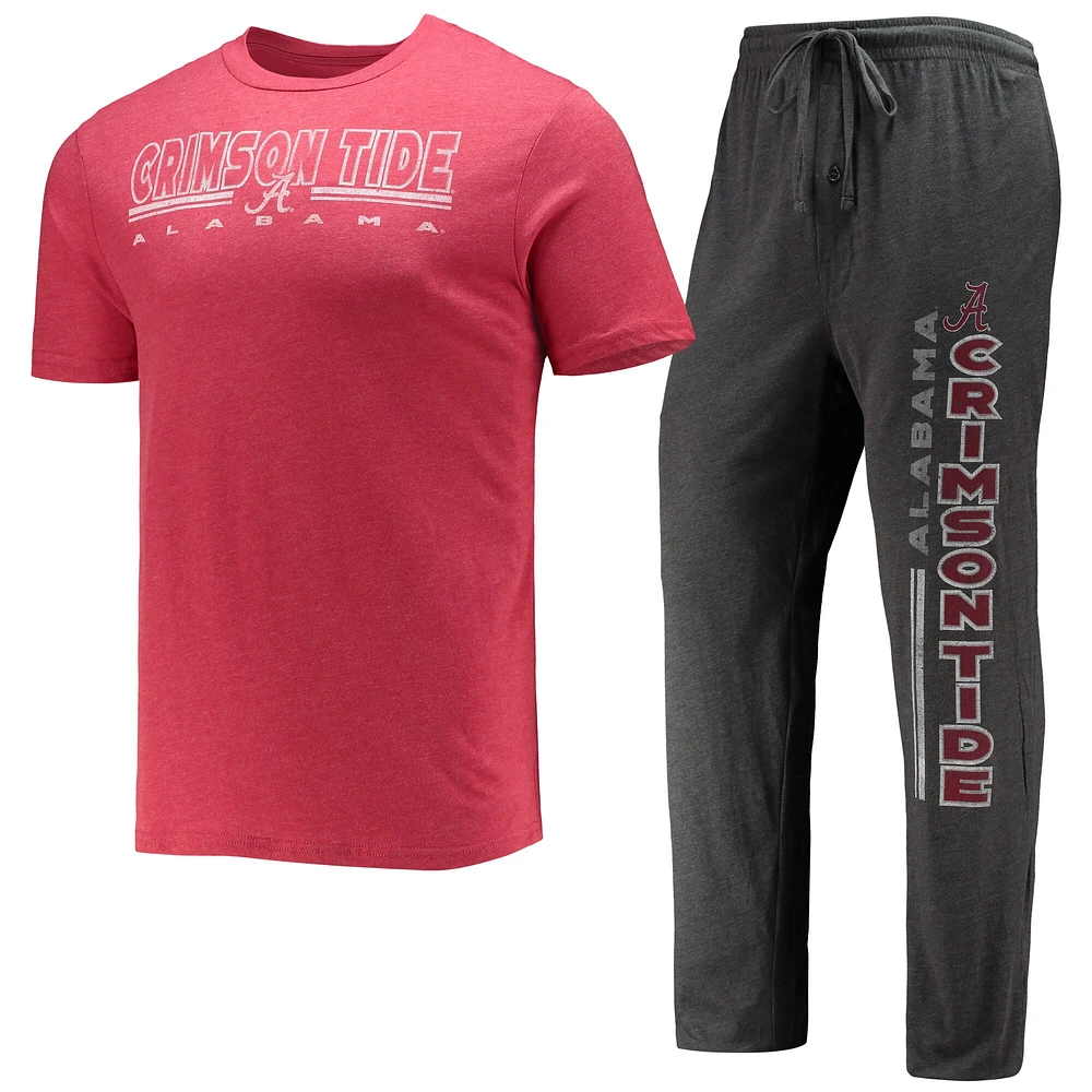 Men's Concepts Sport Heathered Charcoal/Crimson Alabama Crimson Tide Meter Top & Pants Sleep Set