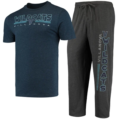 Men's Concepts Sport Heathered Charcoal/Navy Villanova Wildcats Meter Top & Pants Sleep Set