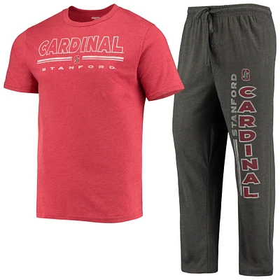 Men's Concepts Sport Heathered Charcoal/Cardinal Stanford Cardinal Meter Top & Pants Sleep Set