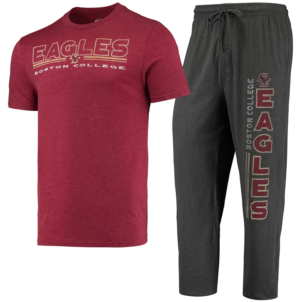 Men's Concepts Sport Heathered Charcoal/Maroon Boston College Eagles Meter Top & Pants Sleep Set