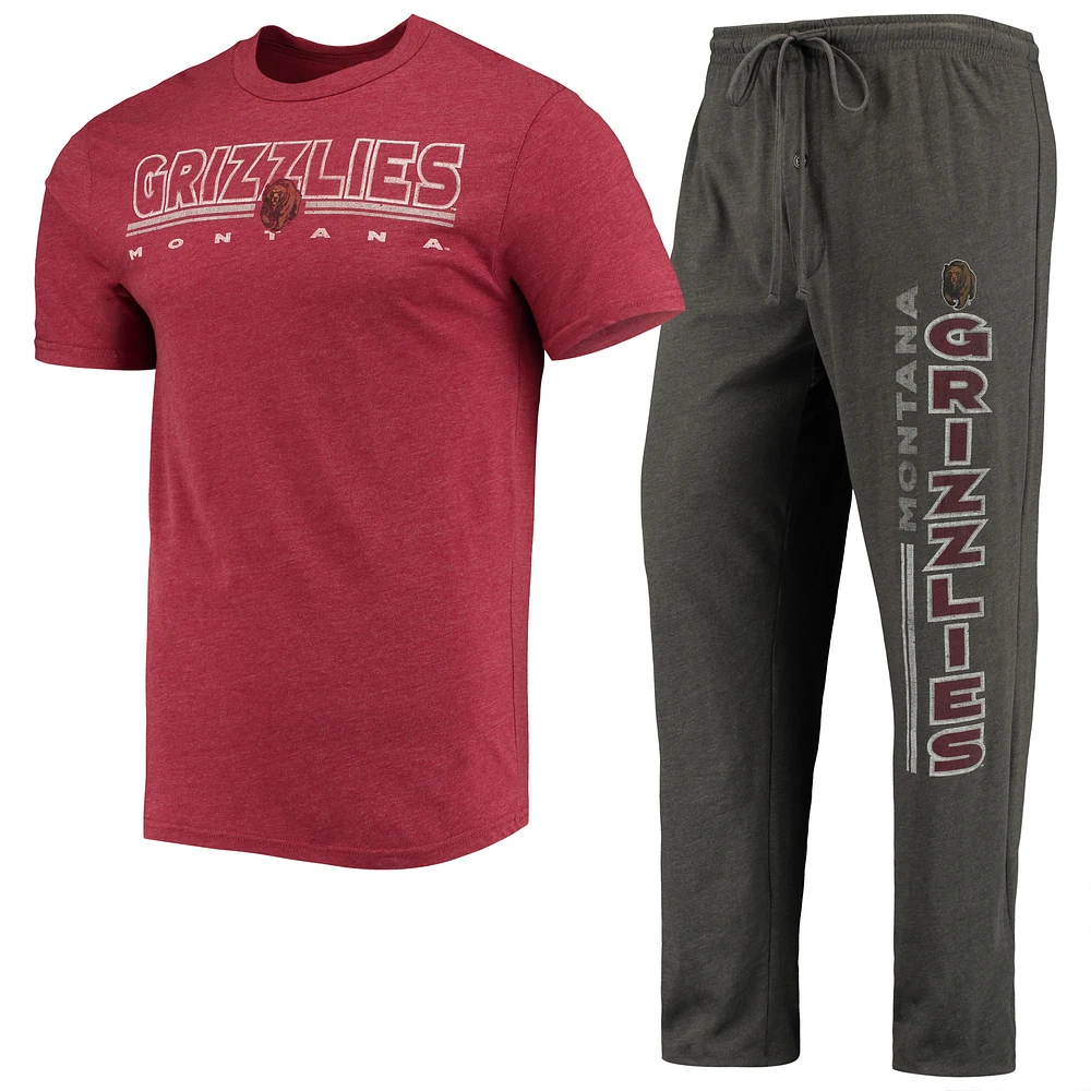 Men's Concepts Sport Heathered Charcoal/Maroon Montana Grizzlies Meter Top & Pants Sleep Set