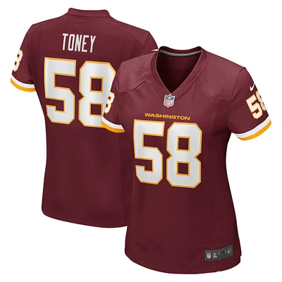 Women's Nike Shaka Toney Burgundy Washington Football Team Game Jersey