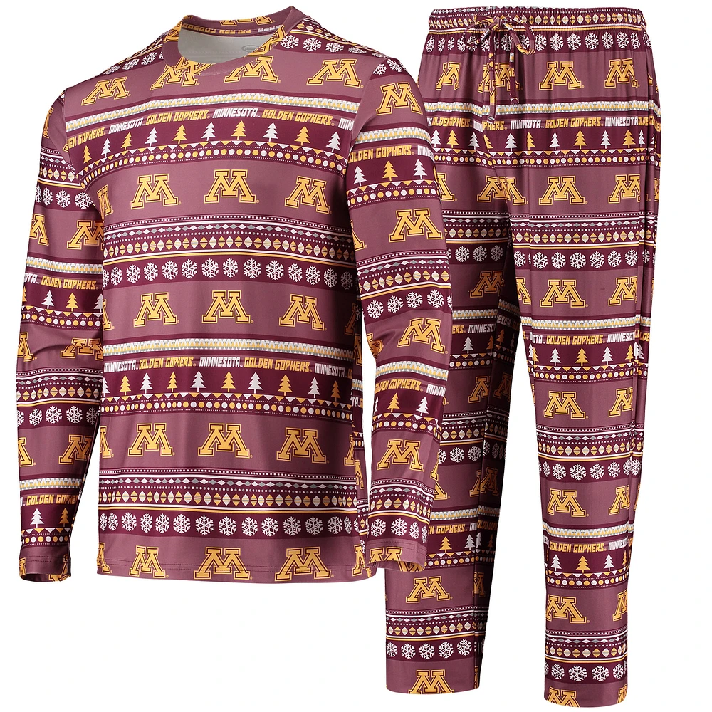Men's Concepts Sport Maroon Minnesota Golden Gophers Ugly Sweater Long Sleeve Top and Pants Sleep Set