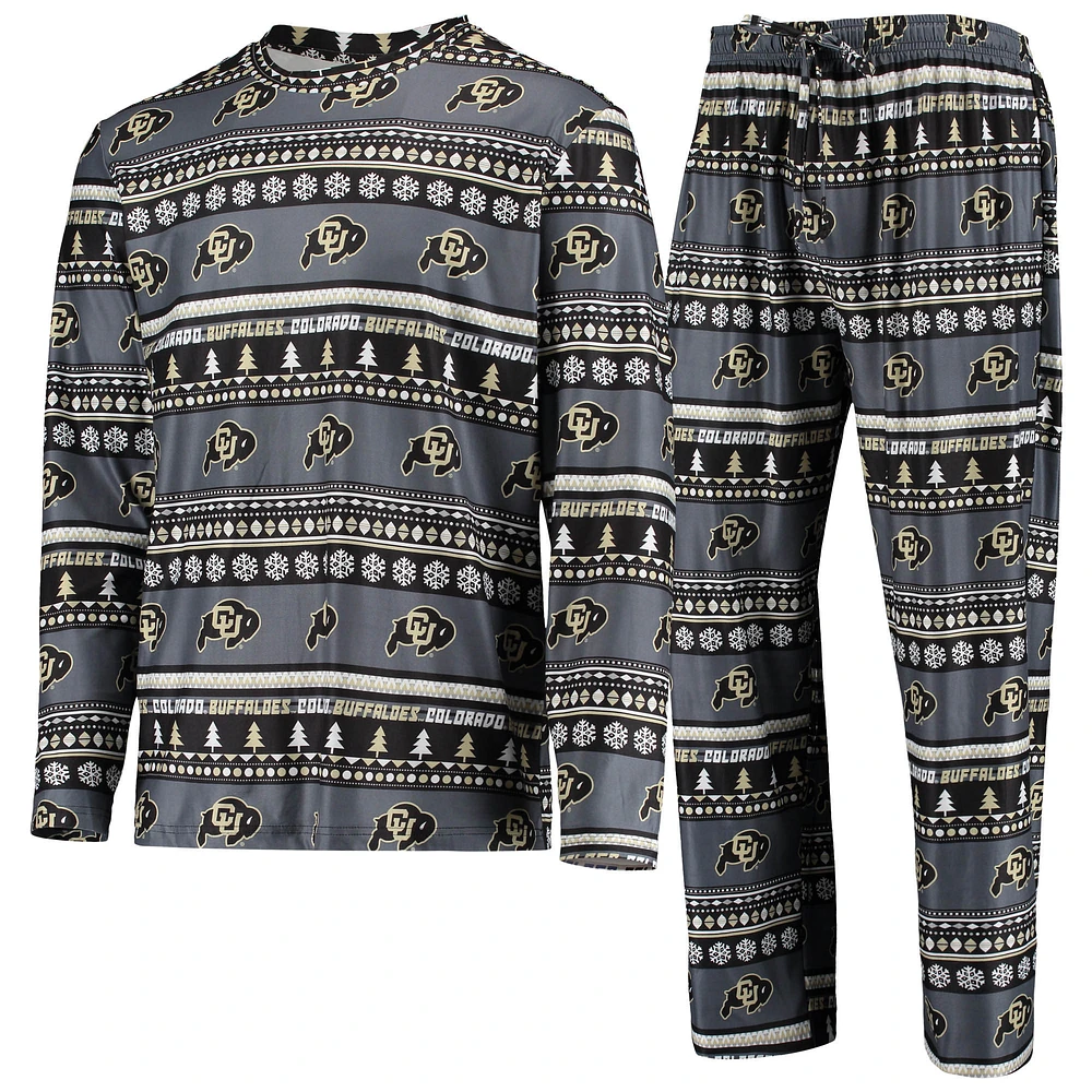 Men's Concepts Sport Black Colorado Buffaloes Ugly Sweater Long Sleeve Top and Pants Sleep Set