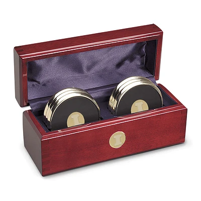 Gold Illinois Fighting Illini Six-Piece Coaster Set in Rosewood Box