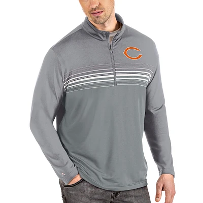 Men's Antigua Steel/Gray Chicago Bears Big & Tall Pace Quarter-Zip Pullover Jacket