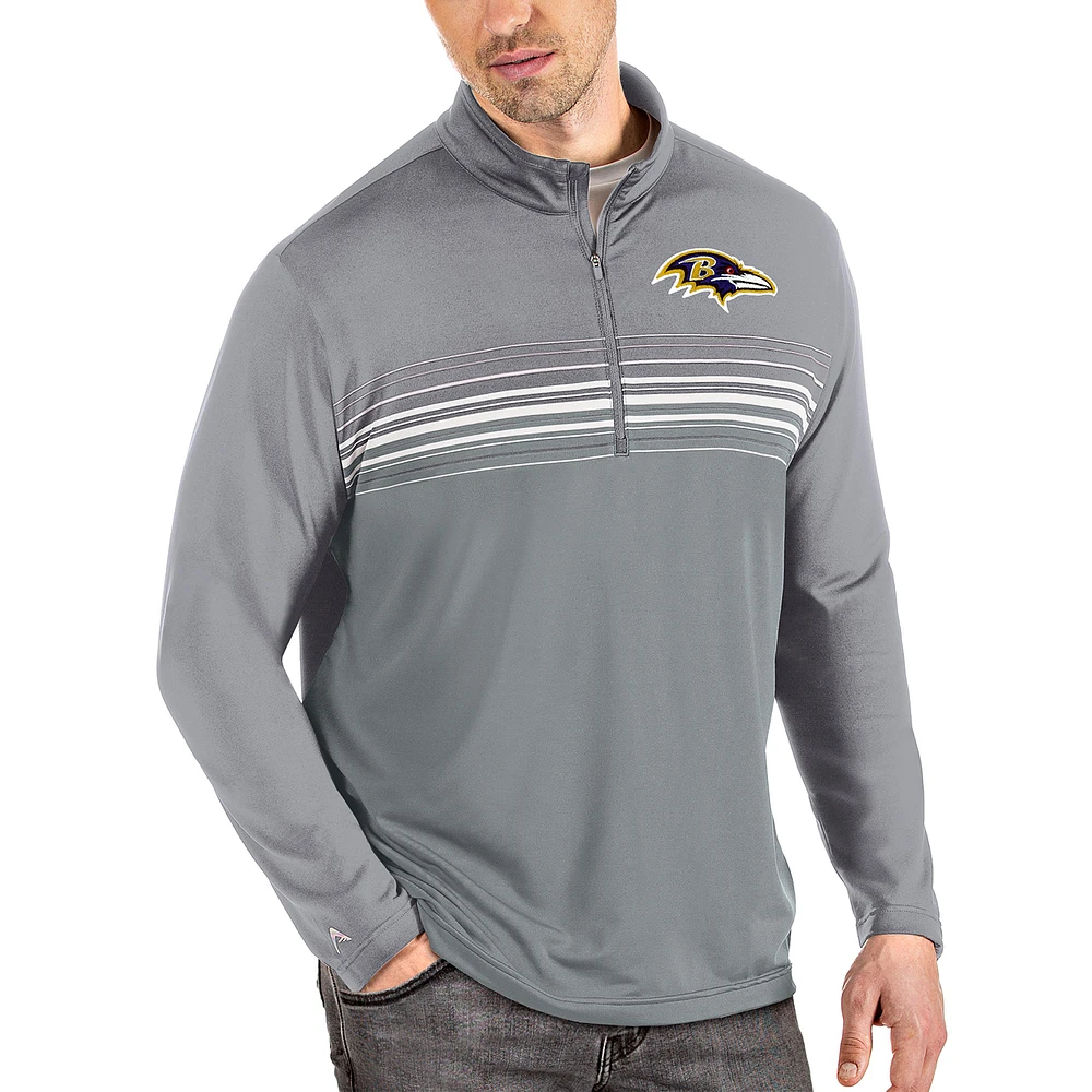 Men's Antigua Steel/Gray Baltimore Ravens Pace Quarter-Zip Pullover Jacket