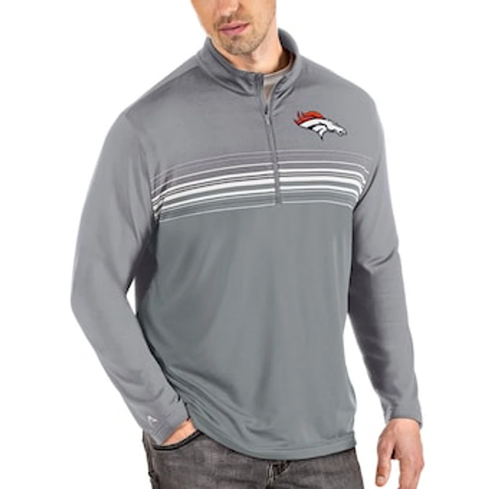 Men's Antigua Steel/Gray Denver Broncos Pace Quarter-Zip Pullover Jacket